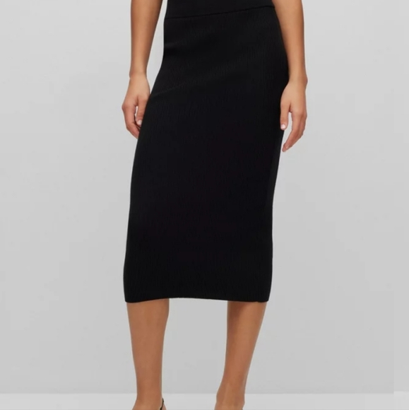 HUGO MIDI TUBE SKIRT IN A STRETCH RIBBED KNIT - Picture 3 of 6